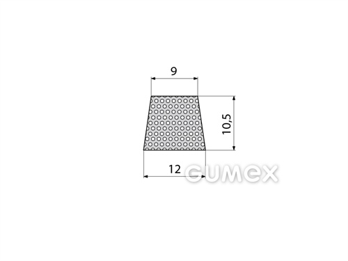 Geformtes mikroporöses Profil, 12x9/10,5mm, Dichte 500kg/m3, EPDM, -30°C/+80°C, schwarz, 